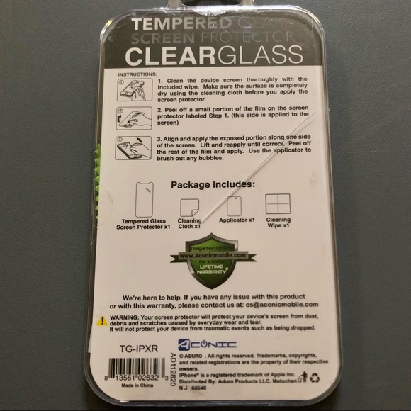 iPhone 12 11 XR Tempered Glass Screen Protector NWT - Picture 2 of 2